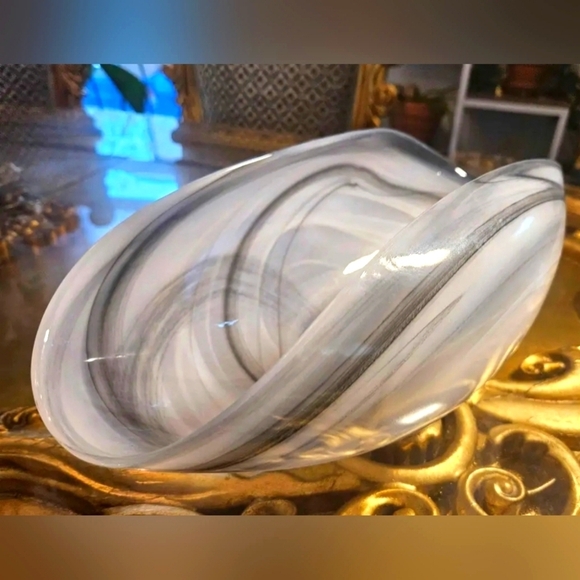 Kosta Boda 15"L Grey Swirled Banana Boat - Huge Centerpiece - Stunning